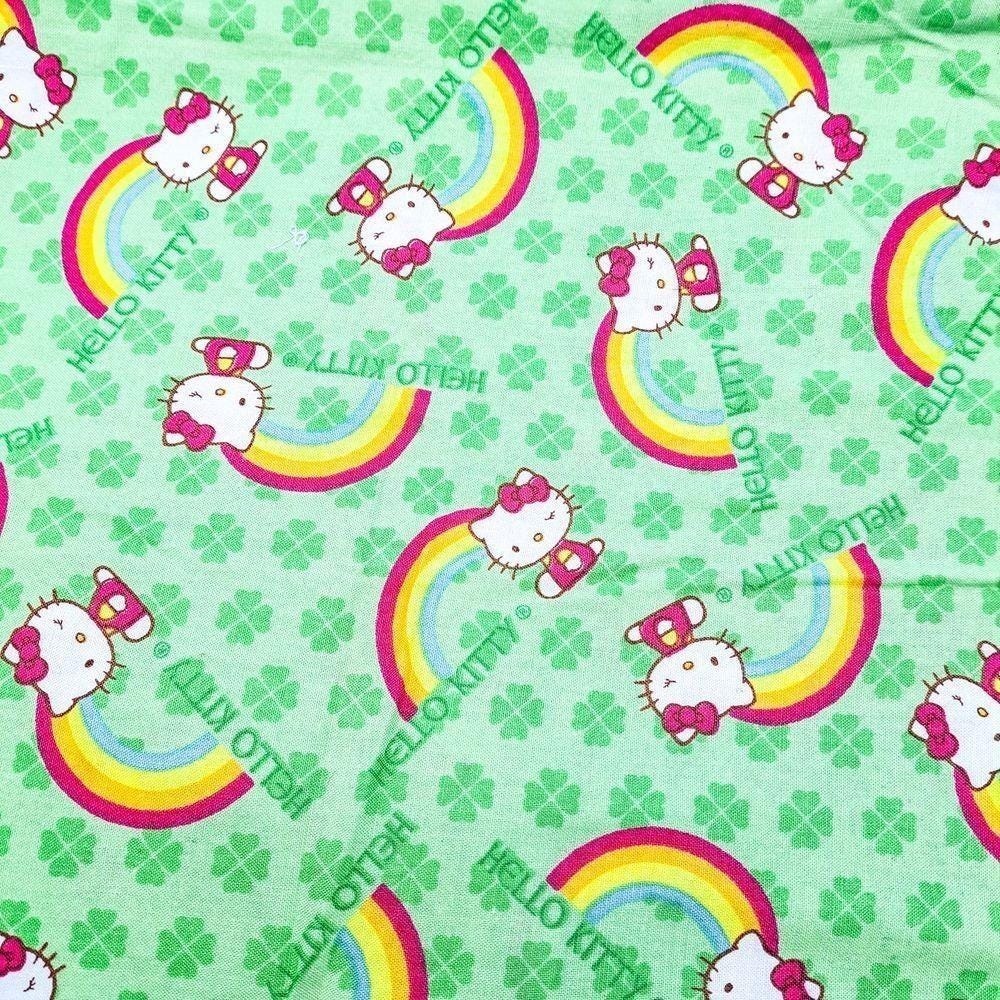 Hello Kitty Fabric 18x45" Vintage Rainbow Clover Print Sewing Quilting Material